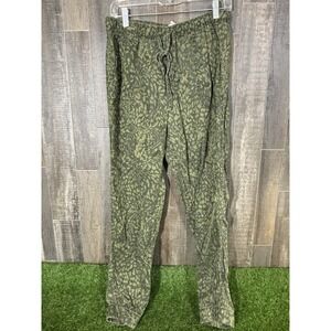 Nicole‎ Miller Women's Pants Medium Green Camo Print Elastic Waist